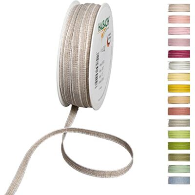Halbach Seidenbänder Cinta Decorativa con Bordes de Lino, Ancho: 7 mm, Longitud: 30 m, Cinta de Regalo para Decorar Manualidades o diseñar, Cinta Decorativa DIY, Color: Lino/Blanco Halbach Seidenbänder Cinta Decorativa con Bordes de Lino, Ancho: 7 mm, Longitud: 30 m, Cinta de Regalo para Decorar Manualidades o diseñar, Cinta Decorativa DIY, Color: Lino/Blanco