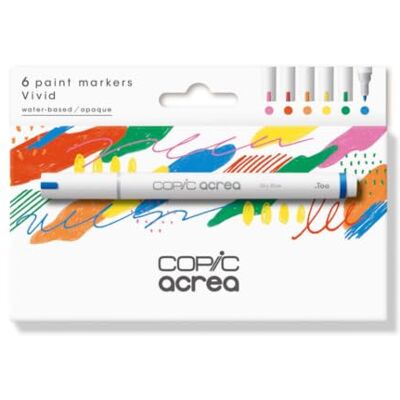 COPIC acrea set "Vivid", juego de 6 rotuladores con tinta a base de agua y pigmentos, ancho de trazo 0,8-1,2 mm COPIC acrea set "Vivid", juego de 6 rotuladores con tinta a base de agua y pigmentos, ancho de trazo 0,8-1,2 mm