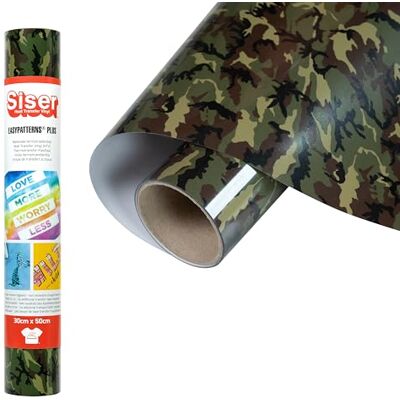SISER ® Easypatterns PLUS Camo Green, 30 cm x 0,5 m, vinilo termoadhesivo para la personalización de ropa, accesorios y tapicería, material para manualidades SISER ® Easypatterns PLUS Camo Green, 30 cm x 0,5 m, vinilo termoadhesivo para la personalización de ropa, accesorios y tapicería, material para manualidades