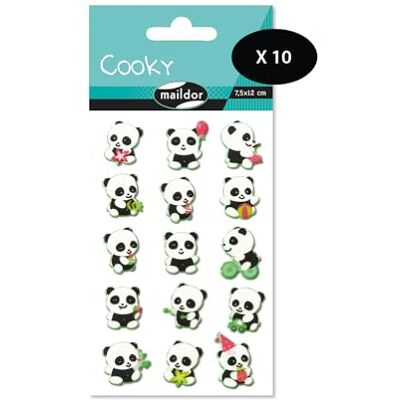 Maildor Bolsa de gomas 3D Cooky 1 tabla de 7,5 x 12 cm, Panda (15 pegatinas) Paquete de 10 Maildor Bolsa de gomas 3D Cooky 1 tabla de 7,5 x 12 cm, Panda (15 pegatinas) Paquete de 10