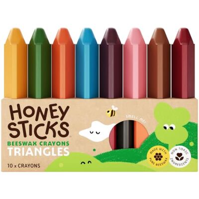 Honeysticks Ceras de Colores 100% Pura Cera de Abeja, 10 Ceras Triangulares para Bebés, para Desarrollar la Sujeción del Lápiz, No Tóxico, Grado Alimentario, Natural, Hechas en Nueva Zelanda Honeysticks Ceras de Colores 100% Pura Cera de Abeja, 10 Ceras Triangulares para Bebés, para Desarrollar la Sujeción del Lápiz, No Tóxico, Grado Alimentario, Natural, Hechas en Nueva Zelanda