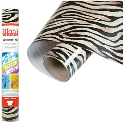 SISER ® Easypatterns PLUS Wild Zebra, 30 cm x 0,5 m, vinilo termoadhesivo para personalizar ropa, accesorios y tapicería, material para manualidades SISER ® Easypatterns PLUS Wild Zebra, 30 cm x 0,5 m, vinilo termoadhesivo para personalizar ropa, accesorios y tapicería, material para manualidades
