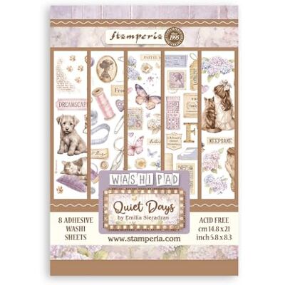 Stamperia Washi Pad for Scrapbooks, Albums, Cards, Bullet Journals and More, Translucent and Easy to Cut, Acid Free, Perfect for Hobbies, Crafts, and Gifting (Quiet Days) (A5) (8 Sheets) Stamperia Washi Pad for Scrapbooks, Albums, Cards, Bullet Journals and More, Translucent and Easy to Cut, Acid Free, Perfect for Hobbies, Crafts, and Gifting (Quiet Days) (A5) (8 Sheets)