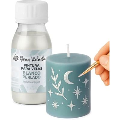 GRAN VELADA Pintura para velas blanco perlado 250 ml Fácil de Usar Ideal para Decorar tus Velas Revestimiento Decorativo GRAN VELADA Pintura para velas blanco perlado 250 ml Fácil de Usar Ideal para Decorar tus Velas Revestimiento Decorativo