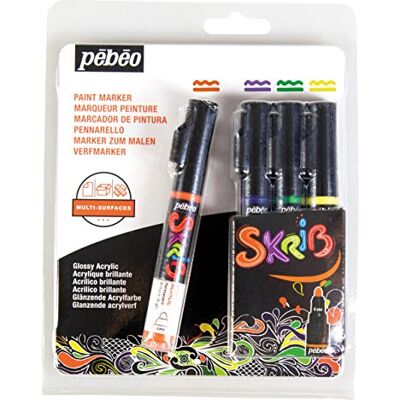 PEBEO Pébéo Set skrib Paint 4 rotuladores acrílico Pintura 18,3 x 2,1 x 14,3 cm, Multicolor PEBEO Pébéo Set skrib Paint 4 rotuladores acrílico Pintura 18,3 x 2,1 x 14,3 cm, Multicolor