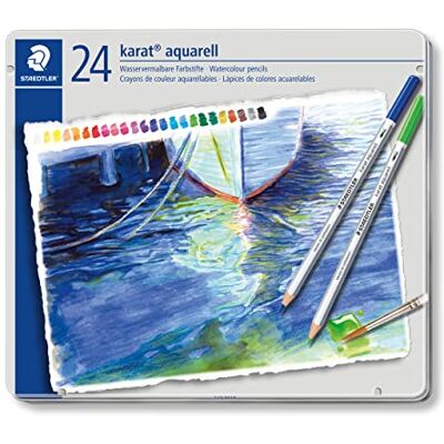 STAEDTLER 125 M24 Lápices, 24 unidades Colores acuarelables de mina blanda, hexagonal – madera FSC, para adultos – Art.-Nr. 125 M24 STAEDTLER 125 M24 Lápices, 24 unidades Colores acuarelables de mina blanda, hexagonal – madera FSC, para adultos – Art.-Nr. 125 M24