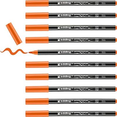 Edding 4200-06 Pack de 10 Rotuladores Pintar Porcelana Punta de Pincel Flexible 1-4mm Naranja Edding 4200-06 Pack de 10 Rotuladores Pintar Porcelana Punta de Pincel Flexible 1-4mm Naranja