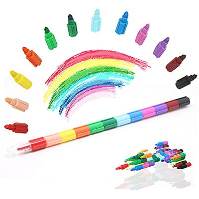 ICEPAPA , 5 lápices apilables para niños, ideales para obsequios de cumpleaños o pequeños regalos (12 colores en 1) ICEPAPA , 5 lápices apilables para niños, ideales para obsequios de cumpleaños o pequeños regalos (12 colores en 1)