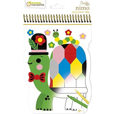 Avenue Mandarine Graffy Nimo Bloc de espiral para colorear, 160 g, papel de dibujo, con 12 motivos x 2, para niños a partir de 3 años, 1 unidad, tortuga Avenue Mandarine Graffy Nimo Bloc de espiral para colorear, 160 g, papel de dibujo, con 12 motivos x 2, para niños a partir de 3 años, 1 unidad, tortuga