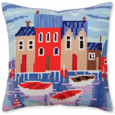 Kit cojín de punto de cruz Serene Harbor, artículo: 5 387 Colección Art Tamaño 40x40 cm. Kit cojín de punto de cruz Serene Harbor, artículo: 5 387 Colección Art Tamaño 40x40 cm.