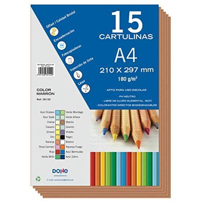 DOHE Cartulinas A4 Color Marrón para Manualidades e Impresión (15 uds.) 21x29,7 cm 180 g/m² Material de oficina DOHE Cartulinas A4 Color Marrón para Manualidades e Impresión (15 uds.) 21x29,7 cm 180 g/m² Material de oficina