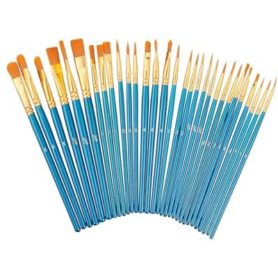 Relaxdays Set de Pinceles - 30 Brochas de Nailon para Arte Relaxdays Set de Pinceles - 30 Brochas de Nailon para Arte