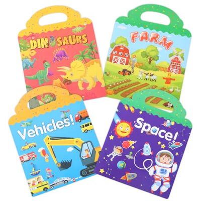 elzle 4 Libros de Pegatinas Reutilizables para Niños, 3-6 Años Juguete Educativo, Vehículos, Espacio, Dinosaurios, Granja 4 Temas Pegatinas Transparentes 3D Niños y Niñas Regalos de Cumpleaños elzle 4 Libros de Pegatinas Reutilizables para Niños, 3-6 Años Juguete Educativo, Vehículos, Espacio, Dinosaurios, Granja 4 Temas Pegatinas Transparentes 3D Niños y Niñas Regalos de Cumpleaños