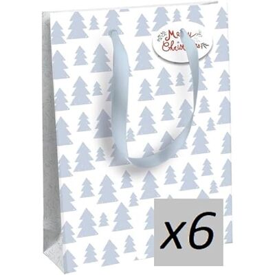 Eurowrap Clairefontaine – Juego de 6 bolsas de regalo Excellia – Tamaño mediano – 21,5 x 10,2 x 25,3 cm – 210 g – Patrón: abetos azules, fondo blanco – Ideal para: libro, juego, pequeños regalos Eurowrap Clairefontaine – Juego de 6 bolsas de regalo Excellia – Tamaño mediano – 21,5 x 10,2 x 25,3 cm – 210 g – Patrón: abetos azules, fondo blanco – Ideal para: libro, juego, pequeños regalos
