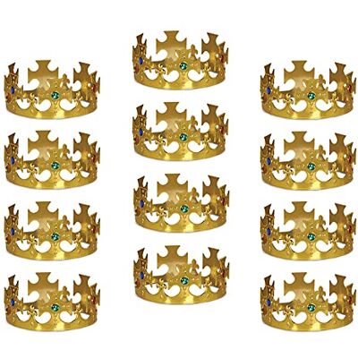 Beistle 12-Pack Gold Plastic Jeweled King's Crown Beistle 12-Pack Gold Plastic Jeweled King's Crown