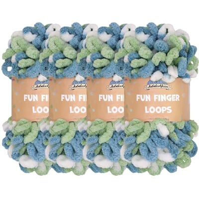 BambooMN JubileeYarn Fun Finger Loops Ovillo de poliéster Jumbo Weight Loop 100 g/madeja Multicolor azul verde 4 madejas BambooMN JubileeYarn Fun Finger Loops Ovillo de poliéster Jumbo Weight Loop 100 g/madeja Multicolor azul verde 4 madejas
