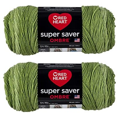 Red Heart Hilo, acrílico, verde manzana degradado, paquete de 2 Red Heart Hilo, acrílico, verde manzana degradado, paquete de 2