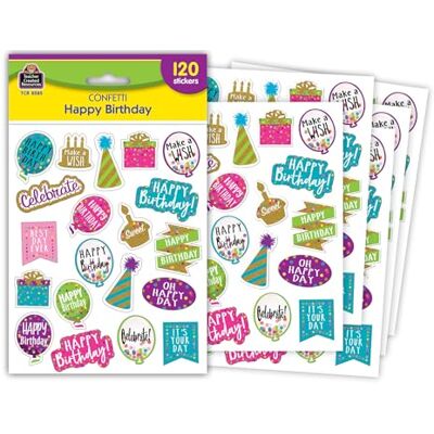 Teacher Created Resources Confetti Happy Birthday Stickers, Pack of 120 Teacher Created Resources Confetti Happy Birthday Stickers, Pack of 120