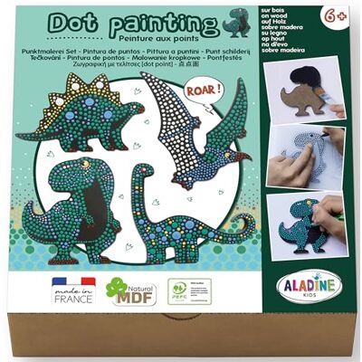 Aladine Kit de pintura de puntos para niños, a partir de 6 años, caja de ocio creativo, diseño de dinosaurio, para niño y niña, idea de regalo de cumpleaños, Navidad Aladine Kit de pintura de puntos para niños, a partir de 6 años, caja de ocio creativo, diseño de dinosaurio, para niño y niña, idea de regalo de cumpleaños, Navidad