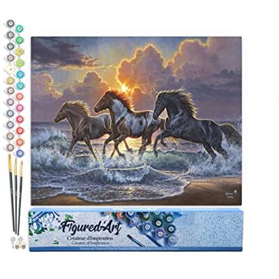 ART Pintar por Numeros Adultos Trío de caballos Manualidades pintura acrilica Kit Cuadro DIY completo 40x50cm sin bastidor ART Pintar por Numeros Adultos Trío de caballos Manualidades pintura acrilica Kit Cuadro DIY completo 40x50cm sin bastidor