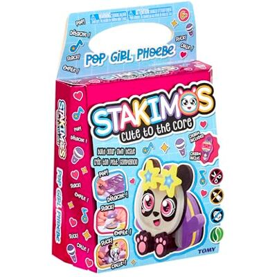TOMY Stakimos Pop Girl Phoebe Juego de manualidades para niños para construir tu propio adorable personaje 3D de espuma de poliéster reciclado, no necesita pegamento ni corte, kits de manualidades TOMY Stakimos Pop Girl Phoebe Juego de manualidades para niños para construir tu propio adorable personaje 3D de espuma de poliéster reciclado, no necesita pegamento ni corte, kits de manualidades