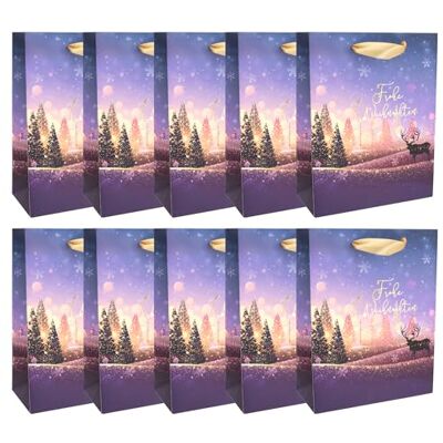Idena Bolsas de regalo Feliz Navidad, 10 unidades, bolsas de regalo de tamaño 18 x 23 x 8 cm, bolsas de papel para Navidad Idena Bolsas de regalo Feliz Navidad, 10 unidades, bolsas de regalo de tamaño 18 x 23 x 8 cm, bolsas de papel para Navidad