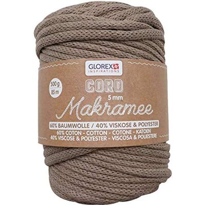 GLOREX Cord Macramé, Rayón Algodón Poliéster, Woven Light Brown, 85 m GLOREX Cord Macramé, Rayón Algodón Poliéster, Woven Light Brown, 85 m
