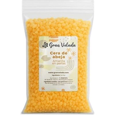 GRAN VELADA Cera de Abeja Amarilla Natural en Perlas 1 Kg Cera Flava para Cosmética, Jabones y Velas Emulsionante Eficaz para Cremas, Pomadas y DIY Formato Ahorro GRAN VELADA Cera de Abeja Amarilla Natural en Perlas 1 Kg Cera Flava para Cosmética, Jabones y Velas Emulsionante Eficaz para Cremas, Pomadas y DIY Formato Ahorro