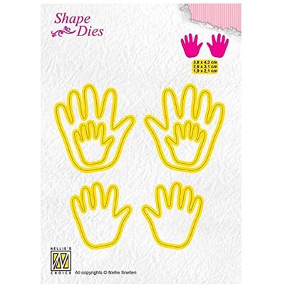 Nellie's Choice Manos de Bebé-6 Troqueles-3,8 x 4,2 cm-para Hacer Tarjetas, Navidad, Scrapbooking, Manualidades, DIY, Amarillo, 38x42 / 28x31 / 19x21mm Nellie's Choice Manos de Bebé-6 Troqueles-3,8 x 4,2 cm-para Hacer Tarjetas, Navidad, Scrapbooking, Manualidades, DIY, Amarillo, 38x42 / 28x31 / 19x21mm