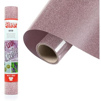 SISER ® Glitter Rose Gold, 30 cm x 0,5 m, vinilo termotransferible termoadhesivo con purpurina para la personalización de tejidos, ropa y accesorios, aficiones creativas, fácil de cortar SISER ® Glitter Rose Gold, 30 cm x 0,5 m, vinilo termotransferible termoadhesivo con purpurina para la personalización de tejidos, ropa y accesorios, aficiones creativas, fácil de cortar