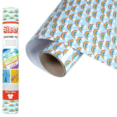 SISER ® Easypatterns PLUS Lucky Rainbow, 30 cm x 0,5 m, vinilo termoadhesivo para personalizar ropa, accesorios y tapicería, material para manualidades SISER ® Easypatterns PLUS Lucky Rainbow, 30 cm x 0,5 m, vinilo termoadhesivo para personalizar ropa, accesorios y tapicería, material para manualidades