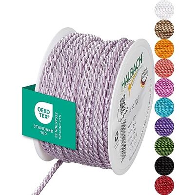 Halbach Seidenbänder Cordón de satén 4 mm de Ancho, 25 m de Longitud, para Decorar Regalos, cordón Brillante de Acetato, cordón Decorativo para Manualidades, Color: Lavanda Halbach Seidenbänder Cordón de satén 4 mm de Ancho, 25 m de Longitud, para Decorar Regalos, cordón Brillante de Acetato, cordón Decorativo para Manualidades, Color: Lavanda