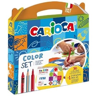 CARIOCA Set Maletín de Pintura Infantil, Témperas Superlavables CARIOCA Set Maletín de Pintura Infantil, Témperas Superlavables