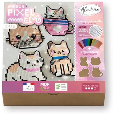 Aladine Kit decorativo decorativo para mosaico (cuadrados), diseño de gatos, formas de madera, pintura y manualidades creativas Aladine Kit decorativo decorativo para mosaico (cuadrados), diseño de gatos, formas de madera, pintura y manualidades creativas