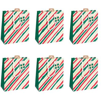 Eurowrap Clairefontaine – Juego de 6 bolsas de regalo Excellia – Tamaño mediano – 21,5 x 10,2 x 25,3 cm – 210 g – Patrón: rayas rojas y verdes. Embalaje de regalo, ideal para: libro, juego, Eurowrap Clairefontaine – Juego de 6 bolsas de regalo Excellia – Tamaño mediano – 21,5 x 10,2 x 25,3 cm – 210 g – Patrón: rayas rojas y verdes. Embalaje de regalo, ideal para: libro, juego,
