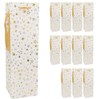 Idena 30357-10 Bolsas para botellas (12 unidades, 12 x 39 x 10 cm), diseño de estrellas Idena 30357-10 Bolsas para botellas (12 unidades, 12 x 39 x 10 cm), diseño de estrellas