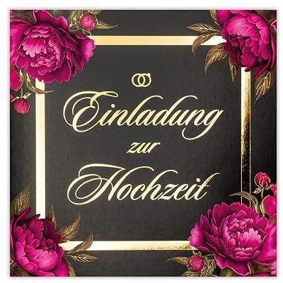 ART Juego de 20 invitaciones de boda, 135 x 135 mm, con insertos y sobres impresos, diseño dorado ART Juego de 20 invitaciones de boda, 135 x 135 mm, con insertos y sobres impresos, diseño dorado