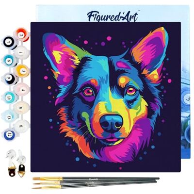Mini Pintar por Números 20x20cm con marco para Adultos Arte Pop Abstracto de Perro Neón Manualidades con pintura acrílica Kit Cuadro DIY completo Mini Pintar por Números 20x20cm con marco para Adultos Arte Pop Abstracto de Perro Neón Manualidades con pintura acrílica Kit Cuadro DIY completo