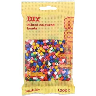 Hama Bolsa de perlas Aprox. 1000 cuentas midi fusibles para manualidades y mosaicos Perlas de fusión para niños creativos 5+ Juego de arte y decoración Assorted Colours Hama Bolsa de perlas Aprox. 1000 cuentas midi fusibles para manualidades y mosaicos Perlas de fusión para niños creativos 5+ Juego de arte y decoración Assorted Colours