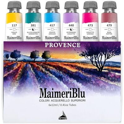 Maimeri BLU, Acuarelas de Bellas Artes, Set Provenza, Caja de cartón, Colores Surtidos, 6 Unidades 12ml, Multicolor, 12 ml Maimeri BLU, Acuarelas de Bellas Artes, Set Provenza, Caja de cartón, Colores Surtidos, 6 Unidades 12ml, Multicolor, 12 ml