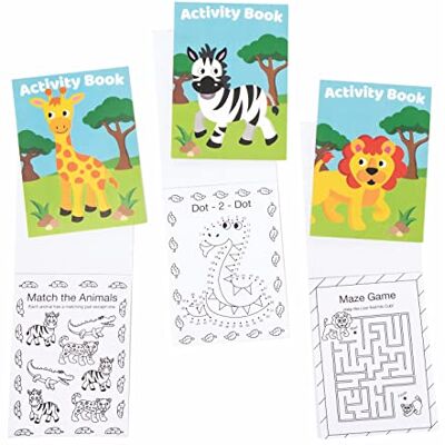 Baker Ross Mini Libros de Actividades de Animales de la Jungla Paquete de 12, incluye rompecabezas, pegatinas, punto a punto y páginas para colorear para niños Baker Ross Mini Libros de Actividades de Animales de la Jungla Paquete de 12, incluye rompecabezas, pegatinas, punto a punto y páginas para colorear para niños