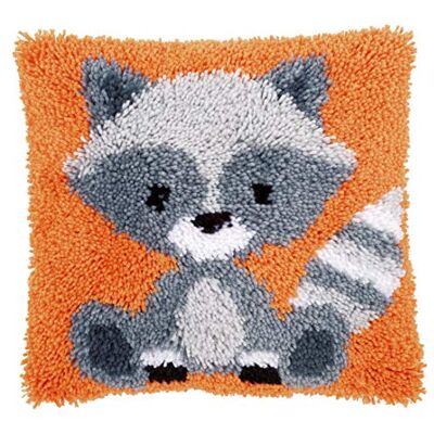 Vervaco – Kit para cojín de ganchillo: mapache, varios colores Vervaco – Kit para cojín de ganchillo: mapache, varios colores