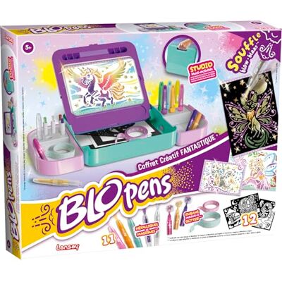 Lansay BLOPENS COFRE CREATIVO FANTÁSTICO Set de dibujo infantil con rotuladores sopladores, plantillas, efecto aerógrafo y purpurina Actividad creativa 5 + años Accesorios incluidos Lansay BLOPENS COFRE CREATIVO FANTÁSTICO Set de dibujo infantil con rotuladores sopladores, plantillas, efecto aerógrafo y purpurina Actividad creativa 5 + años Accesorios incluidos