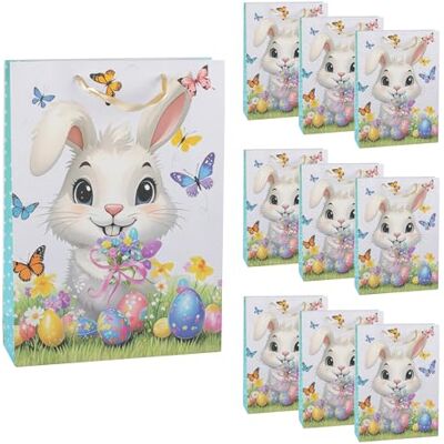 Idena 90553 Bolsas de regalo de Pascua, 10 unidades, bolsas de regalo de 25 x 34,5 x 8,5 cm, bolsas de papel con motivos primaverales de colores y conejito Idena 90553 Bolsas de regalo de Pascua, 10 unidades, bolsas de regalo de 25 x 34,5 x 8,5 cm, bolsas de papel con motivos primaverales de colores y conejito