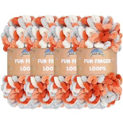 BambooMN JubileeYarn Fun Finger Loops Ovillo de hilo de poliéster Jumbo Weight Loop 100 g/madeja Ares 4 madejas BambooMN JubileeYarn Fun Finger Loops Ovillo de hilo de poliéster Jumbo Weight Loop 100 g/madeja Ares 4 madejas
