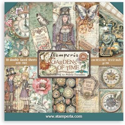 Stamperia Scrapbook Paper Pad for Scrapbooks, Albums, Cards, Bullet Journals and More, Acid Free, Double-Sided, Perfect for Hobbies, Crafts, and Gifting (Gardens of Time) (30.5 x 30.5cm) Stamperia Scrapbook Paper Pad for Scrapbooks, Albums, Cards, Bullet Journals and More, Acid Free, Double-Sided, Perfect for Hobbies, Crafts, and Gifting (Gardens of Time) (30.5 x 30.5cm)