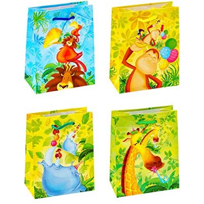 TSI Bolsas de regalo con motivos infantiles (tamaño pequeño, 12 unidades con 4 modelos distintos) TSI Bolsas de regalo con motivos infantiles (tamaño pequeño, 12 unidades con 4 modelos distintos)
