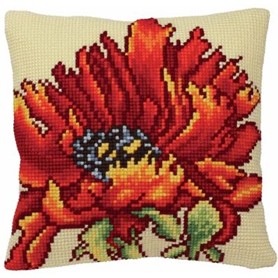 Collection D´Art Delicieuse Poppy Pillow Cross Stitch Kit-15-3/4 X15-3/4 Collection D´Art Delicieuse Poppy Pillow Cross Stitch Kit-15-3/4 X15-3/4