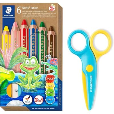 STAEDTLER Lápices de colores y tijeras de seguridad 3 en 1 Noris Junior 140 C6 P2X STAEDTLER Lápices de colores y tijeras de seguridad 3 en 1 Noris Junior 140 C6 P2X