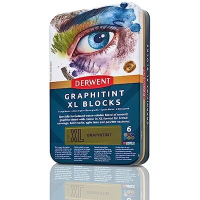 Derwent Caja Metálica con 12 Barras de Colores XL Graphitint, Barras Extra Largas de 60mm, Solubles en Agua, Ideales para Bocetaje, Dibujo y Bellas Artes, Calidad Profesional Derwent Caja Metálica con 12 Barras de Colores XL Graphitint, Barras Extra Largas de 60mm, Solubles en Agua, Ideales para Bocetaje, Dibujo y Bellas Artes, Calidad Profesional